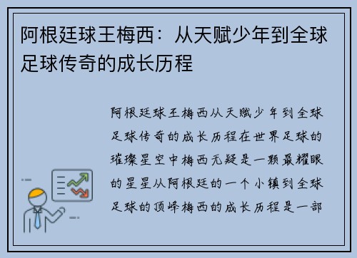 阿根廷球王梅西：从天赋少年到全球足球传奇的成长历程